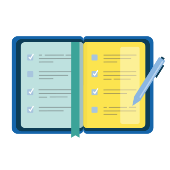 Notebook icon showing a safety professional's long to-do list